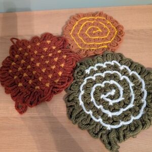 Handcrafted Crochet Coaster Set - Multicolor Vintage